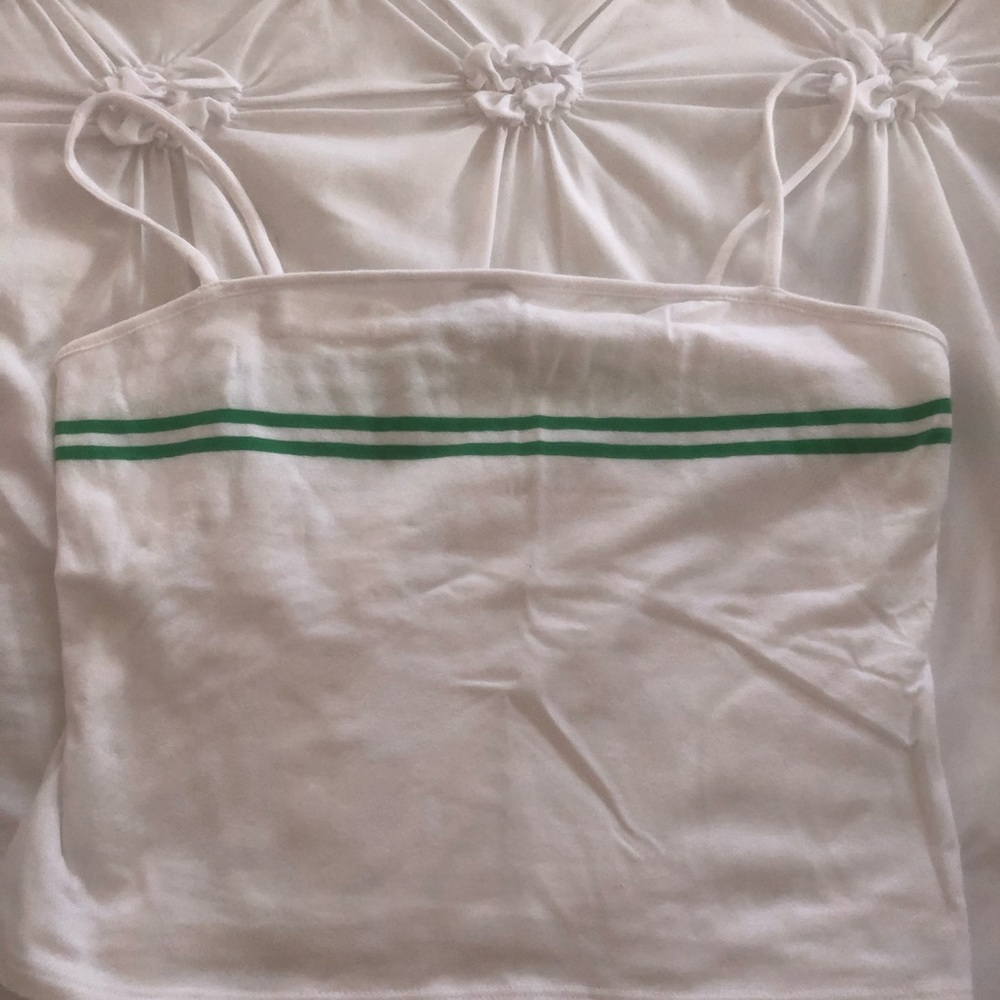 White crop top with green lines
